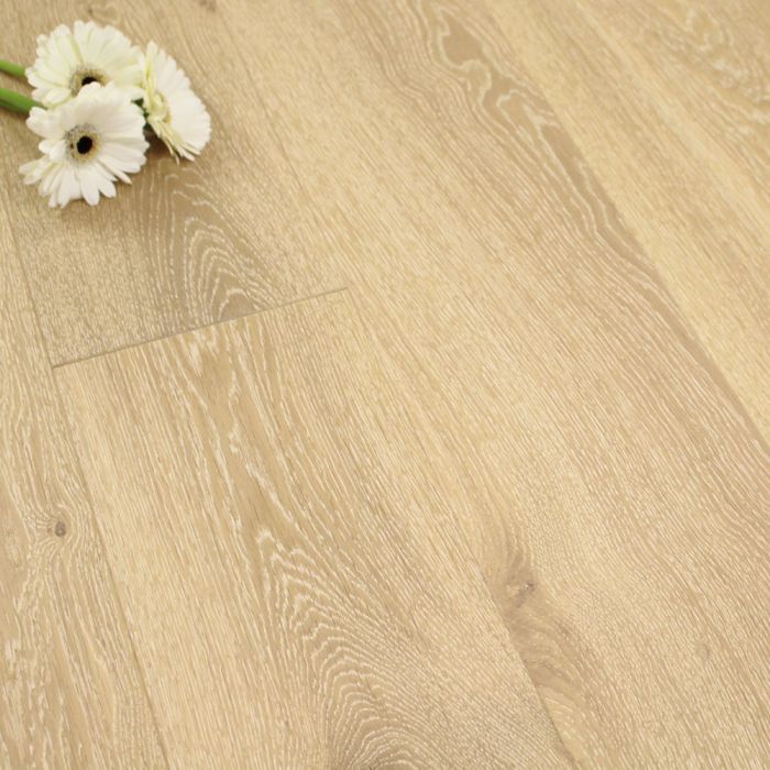 180mm Brushed  Matt Lacquered Engineered Oak Antique White Click Wood  Flooring 2.77m Ambience Hardwood Flooring