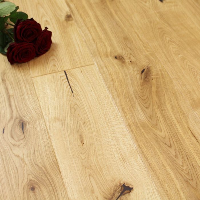 180mm Matt Lacquered Engineered Knotty Oak Click Wood Flooring 2.77m²