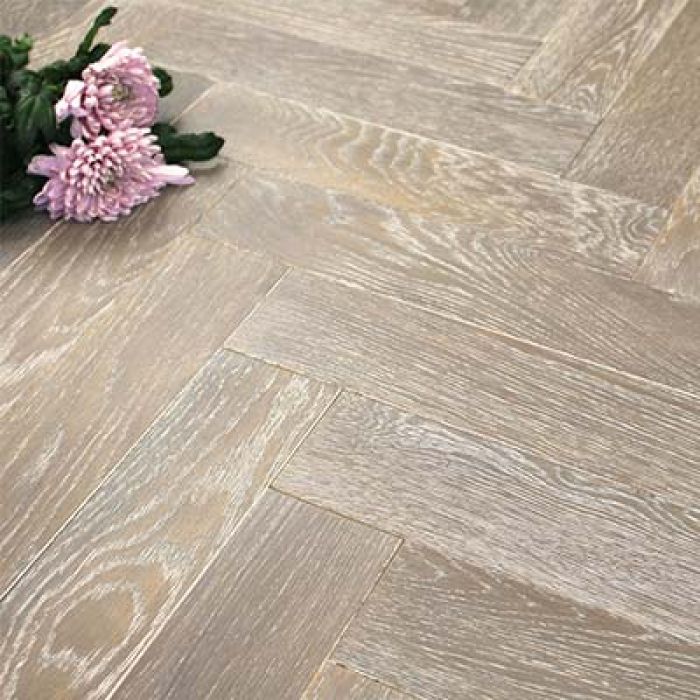 90mm Herringbone UV Oiled Engineered Rocksalt Oak Parquet Wood Flooring 1.8144m²
