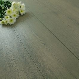 190mm Engineered Dark Grey Brushed Matt Lacquered 1-Strip Oak Wood Flooring 2.88m²