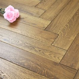 100mm Herringbone UV Oiled Engineered Caramel Oak Parquet Wood Flooring 0.5m²