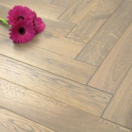 100mm Herringbone Brushed & UV Oiled Engineered Oak Grey Parquet Wood Flooring 0.5m²